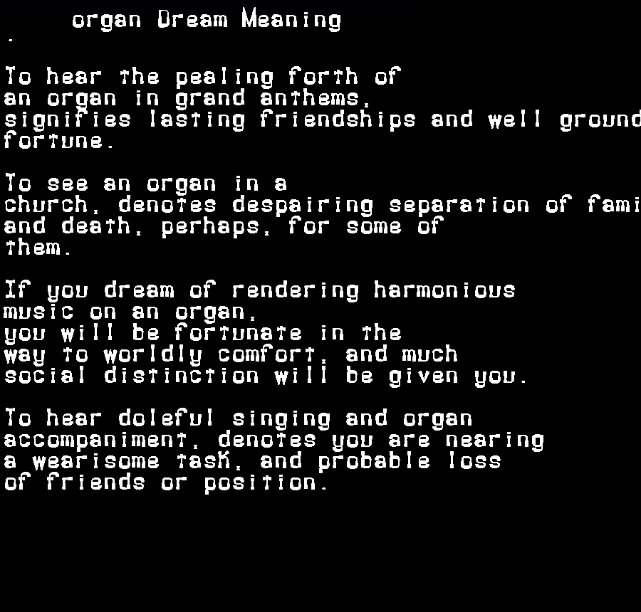  dream meanings organ