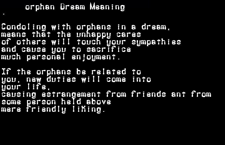  dream meanings orphan