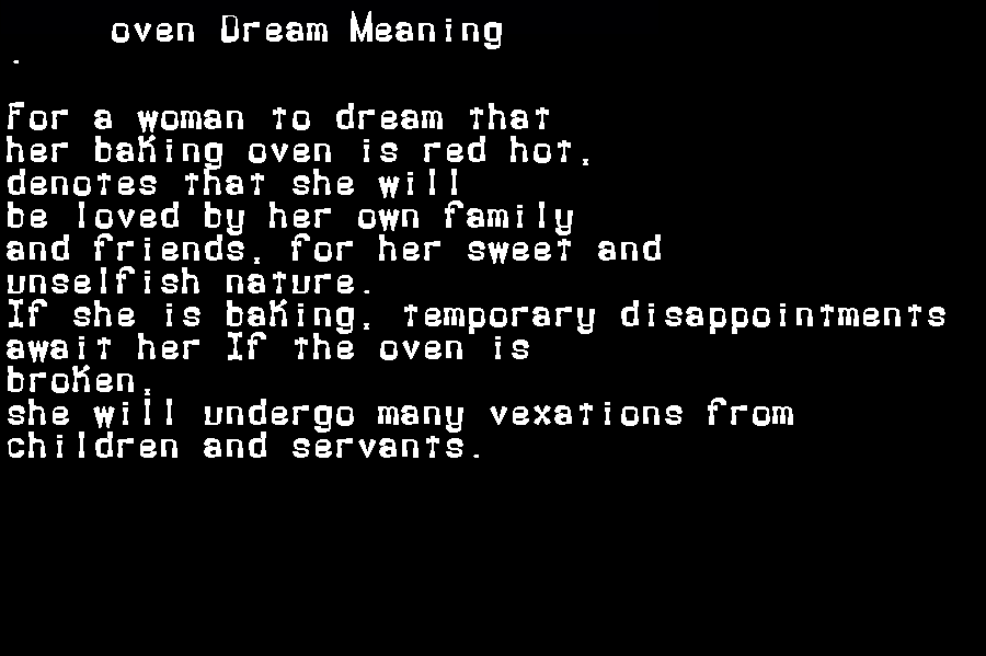  dream meanings oven