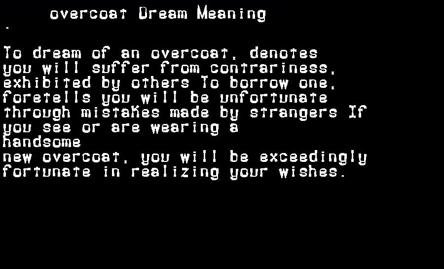  dream meanings overcoat