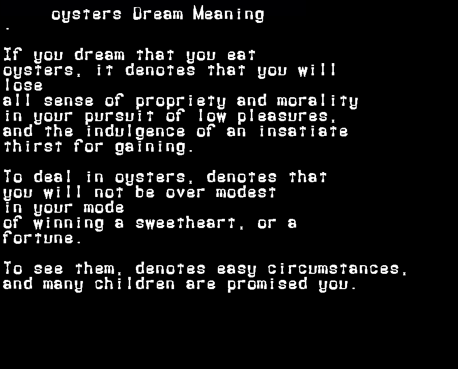  dream meanings oysters