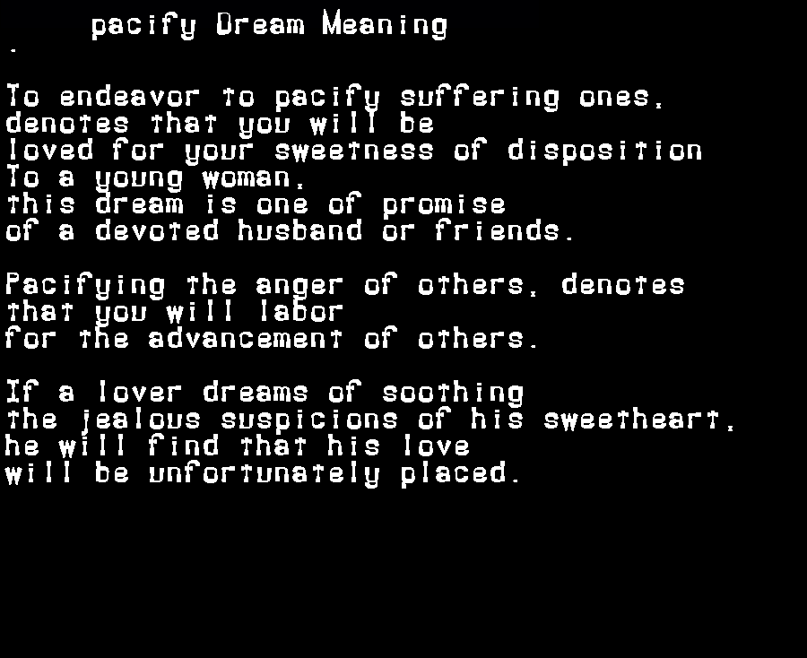  dream meanings pacify