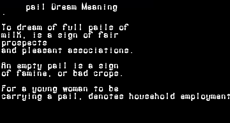  dream meanings pail