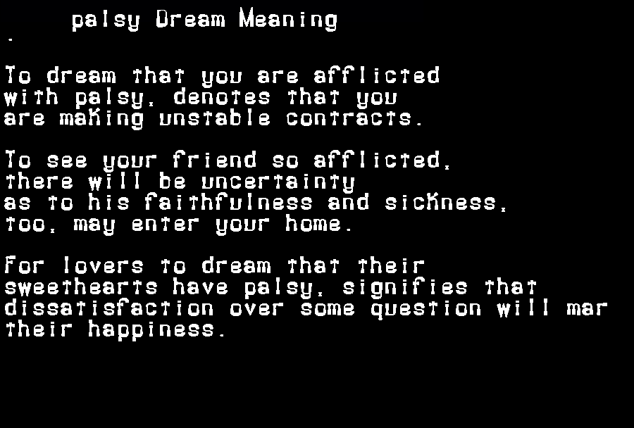  dream meanings palsy