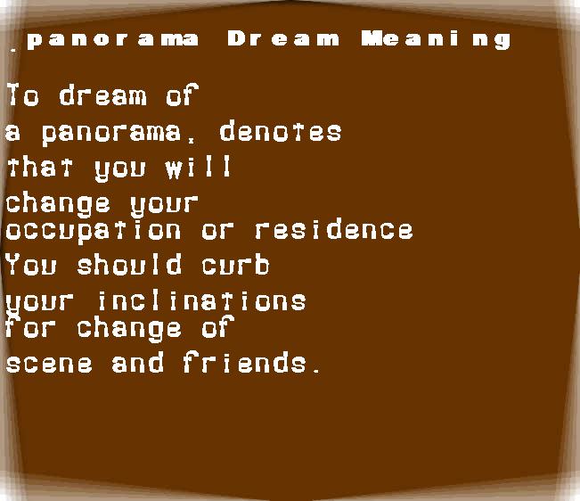  dream meanings panorama