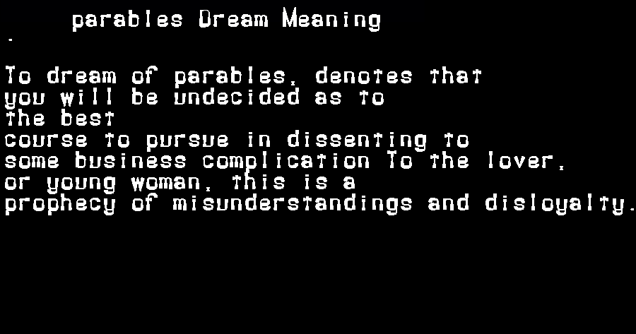  dream meanings parables