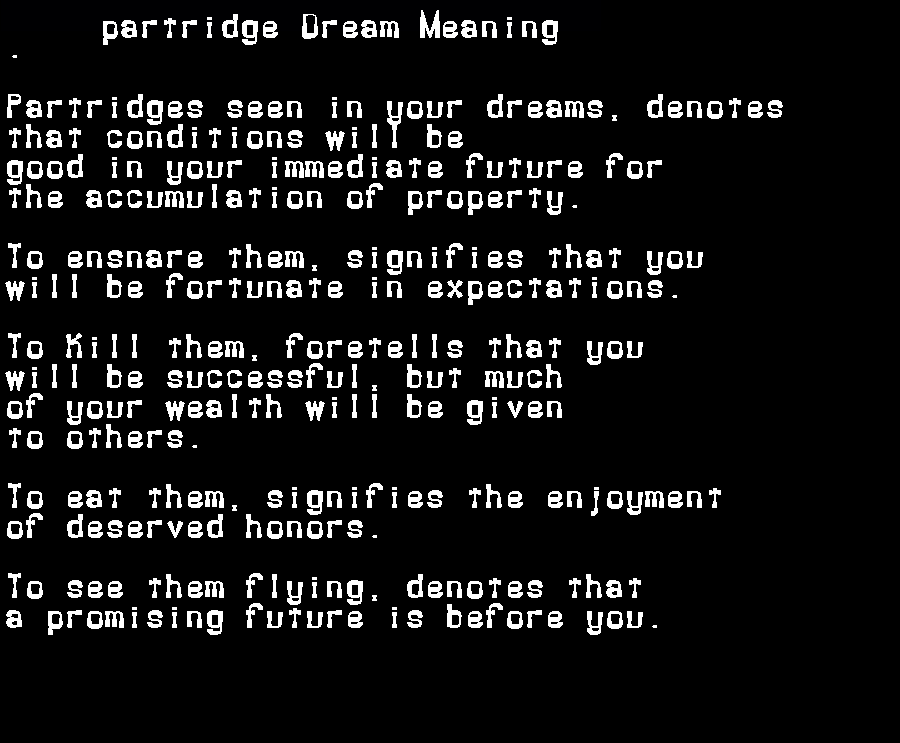  dream meanings partridge