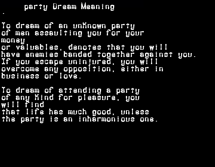  dream meanings party