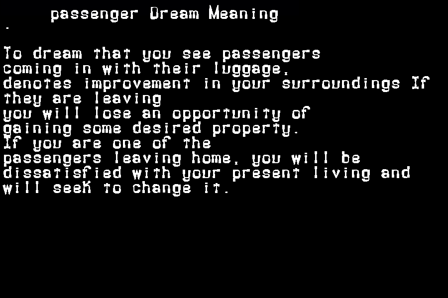  dream meanings passenger