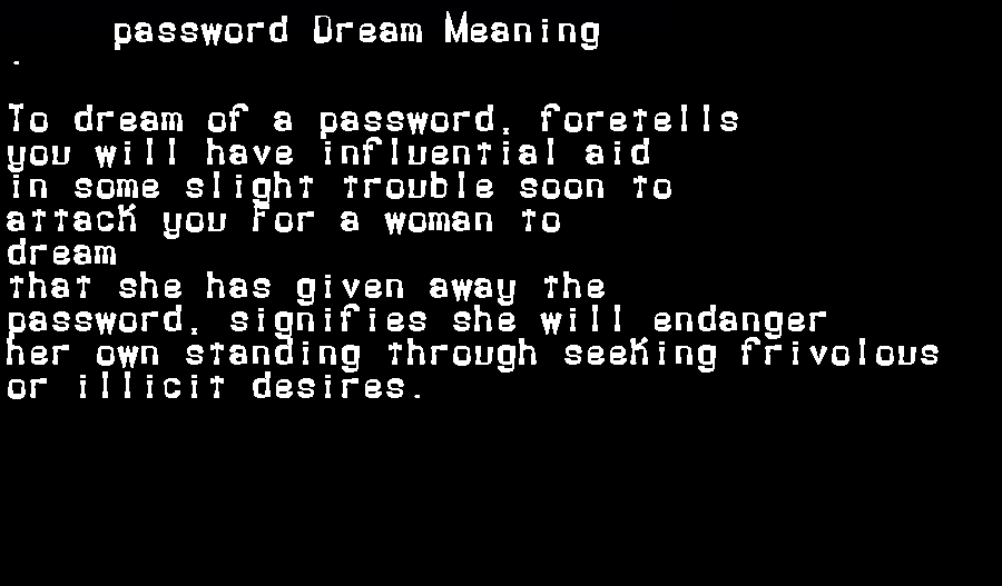  dream meanings password