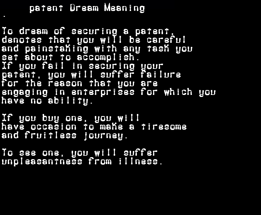  dream meanings patent