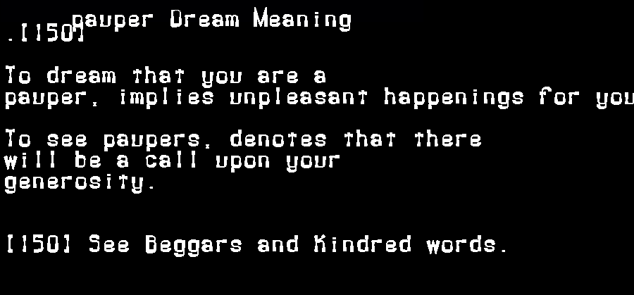  dream meanings pauper