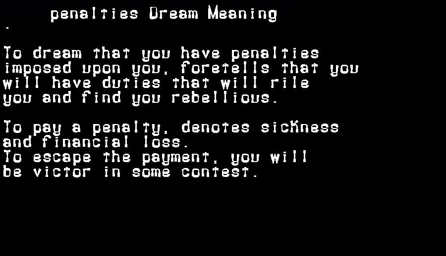  dream meanings penalties