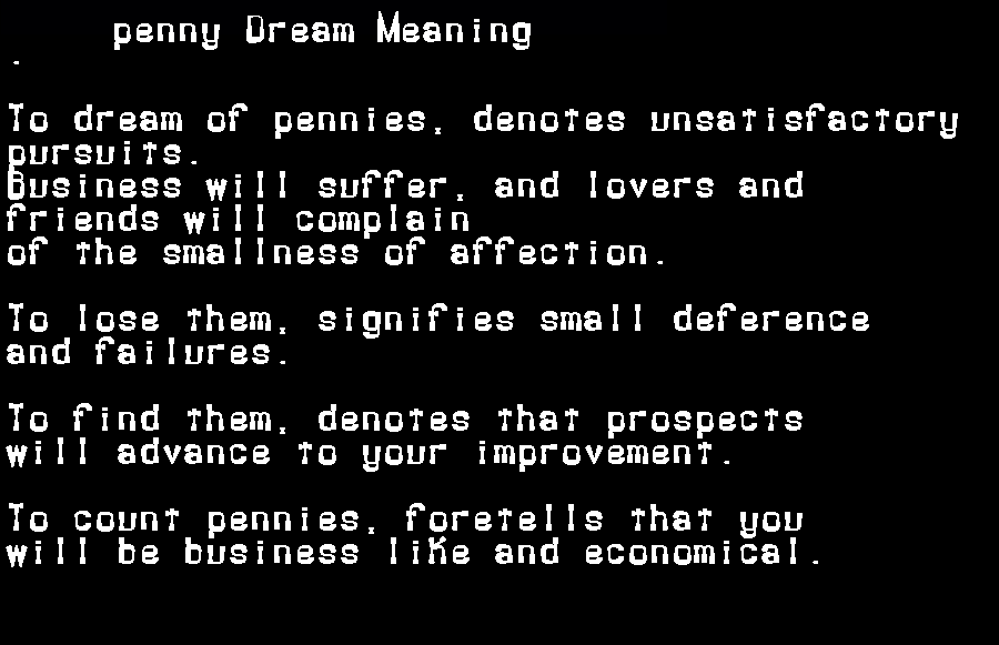  dream meanings penny