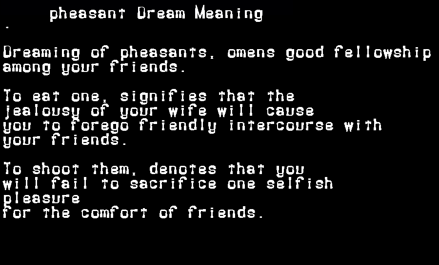  dream meanings pheasant