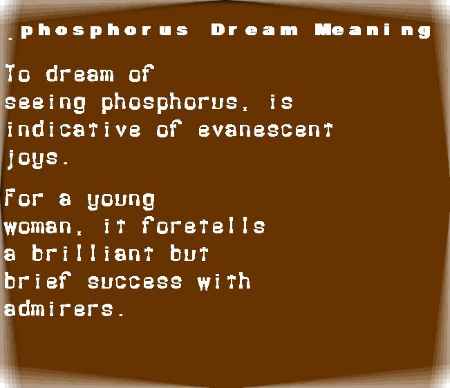  dream meanings phosphorus