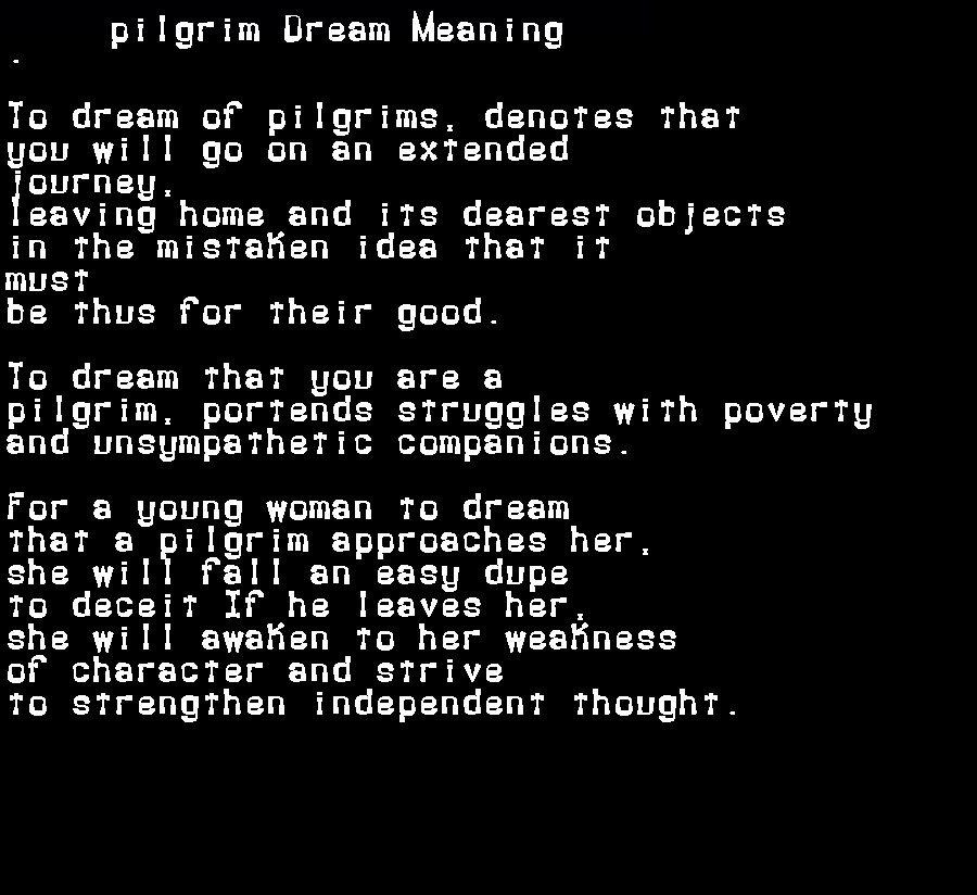  dream meanings pilgrim