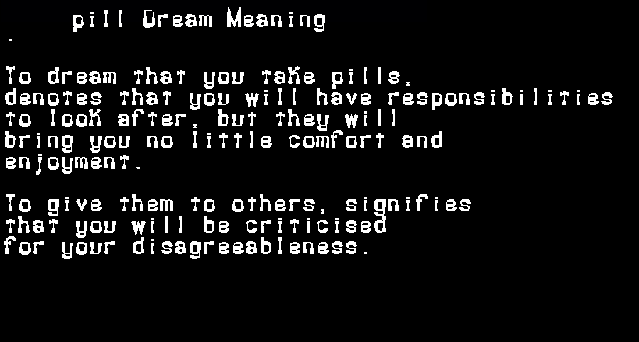  dream meanings pill