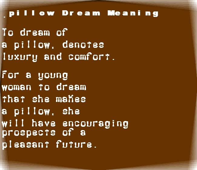  dream meanings pillow