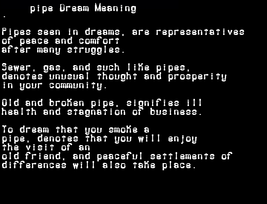  dream meanings pipe