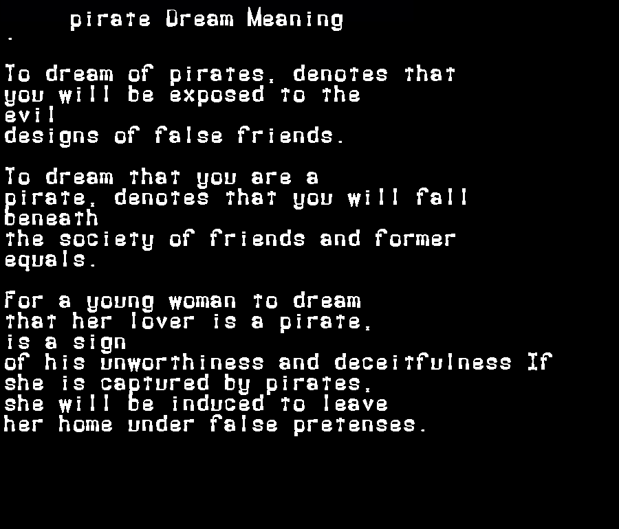  dream meanings pirate