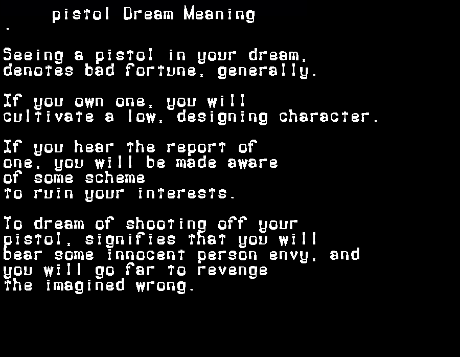  dream meanings pistol