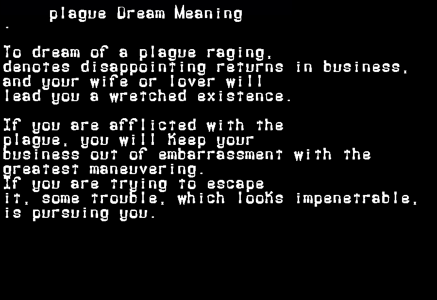  dream meanings plague