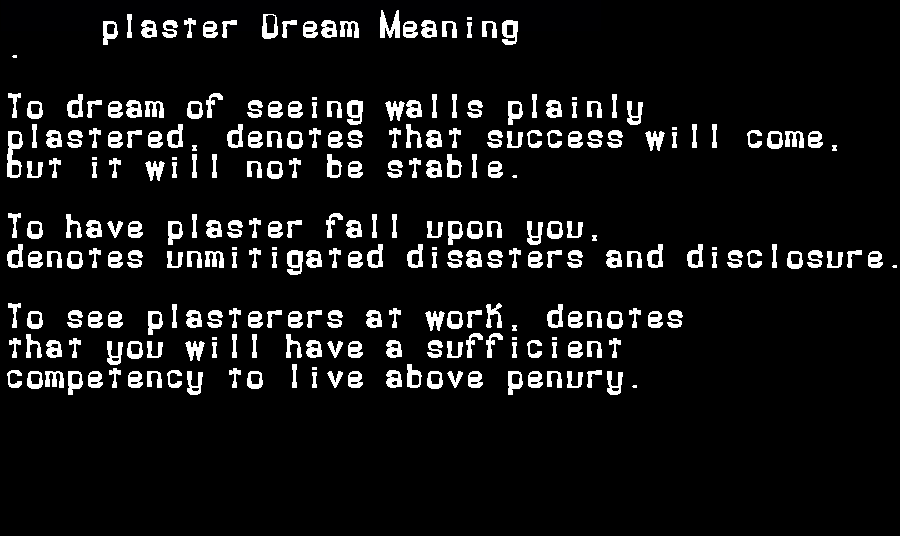  dream meanings plaster