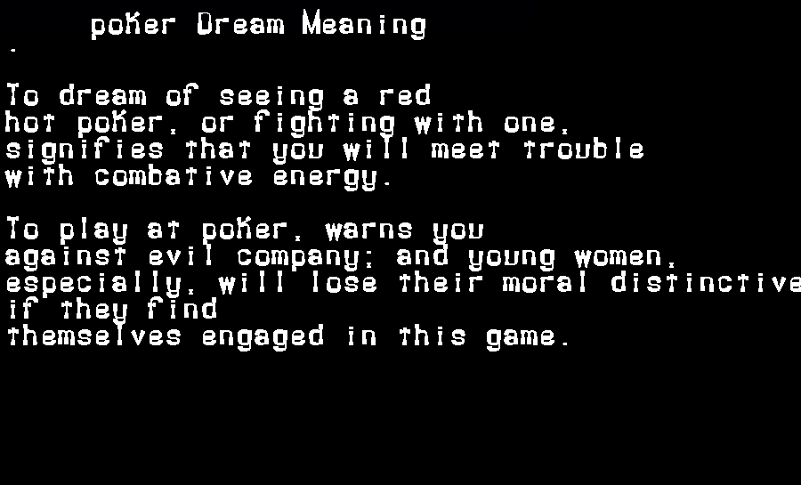  dream meanings poker