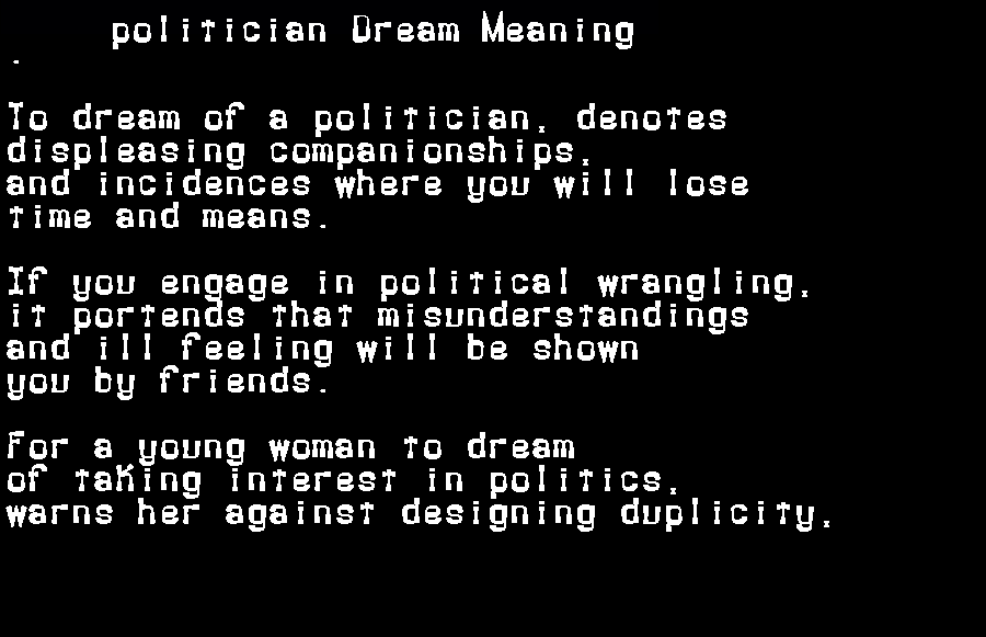  dream meanings politician