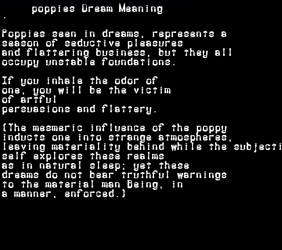  dream meanings poppies