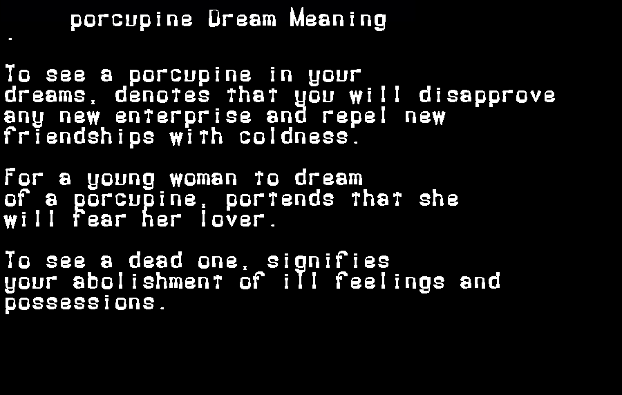  dream meanings porcupine