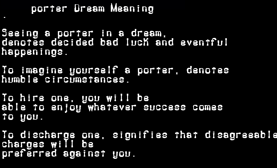 dream meanings porter
