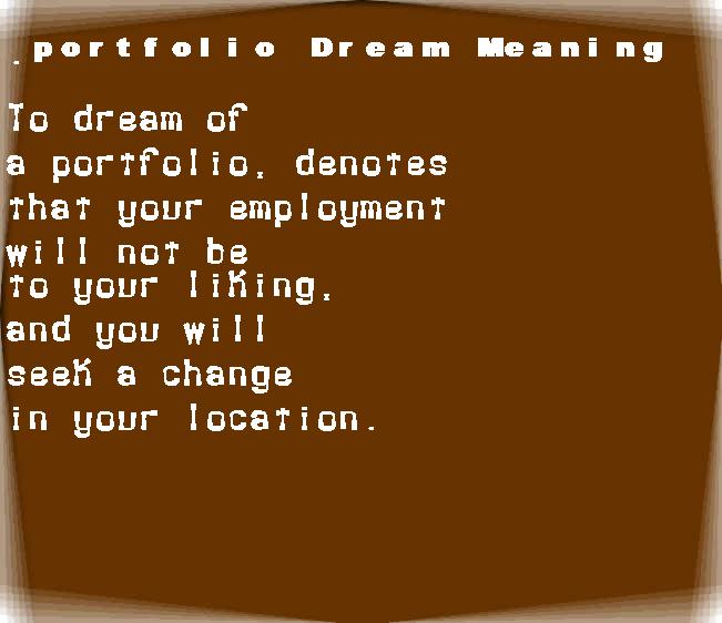  dream meanings portfolio