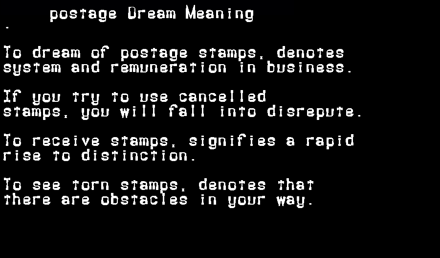  dream meanings postage