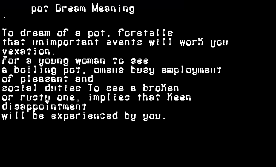  dream meanings pot