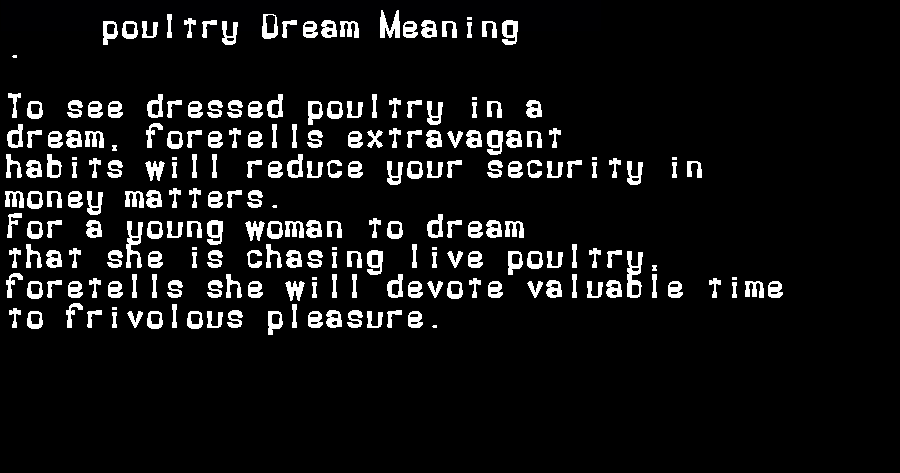  dream meanings poultry
