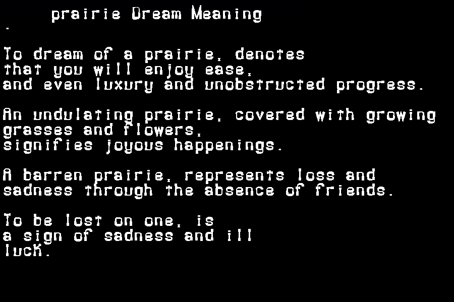  dream meanings prairie