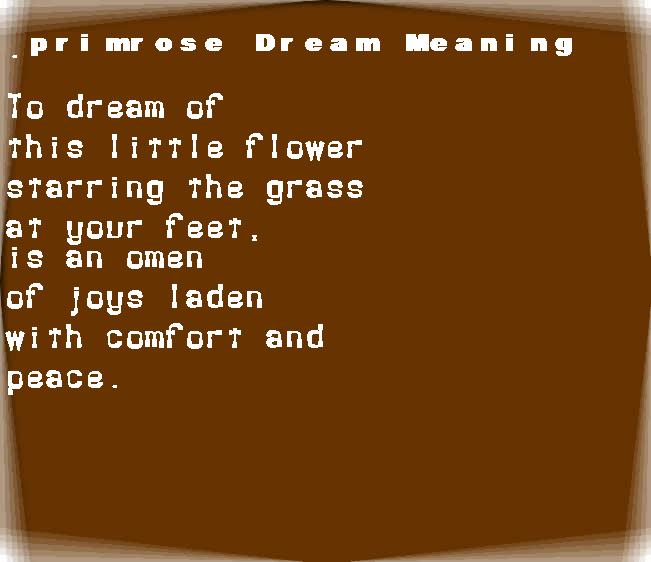  dream meanings primrose