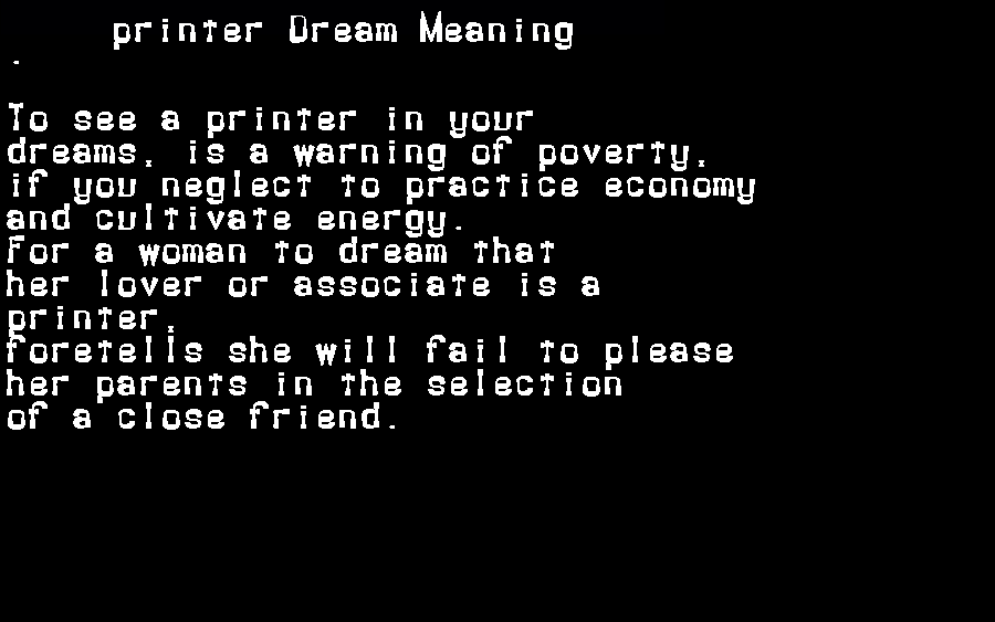  dream meanings printer