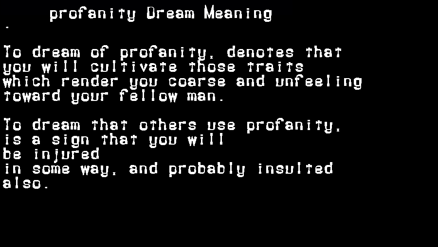  dream meanings profanity