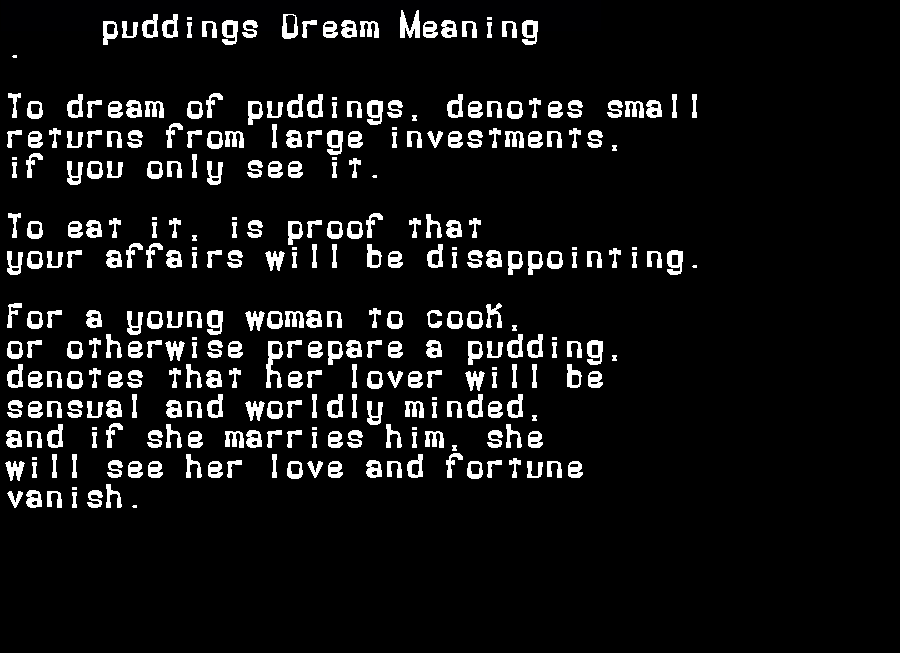  dream meanings puddings