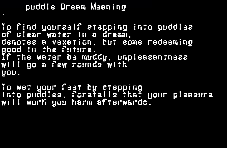  dream meanings puddle