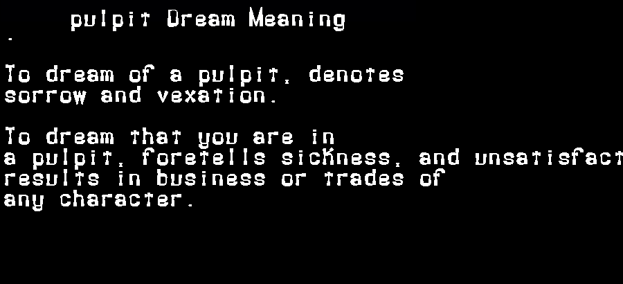  dream meanings pulpit