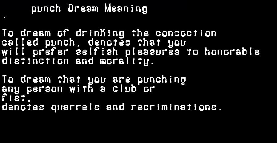  dream meanings punch