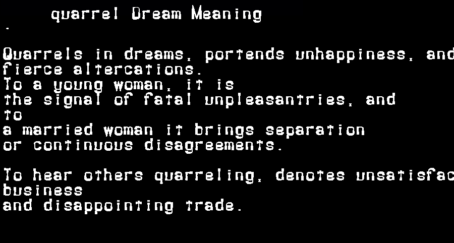  dream meanings quarrel