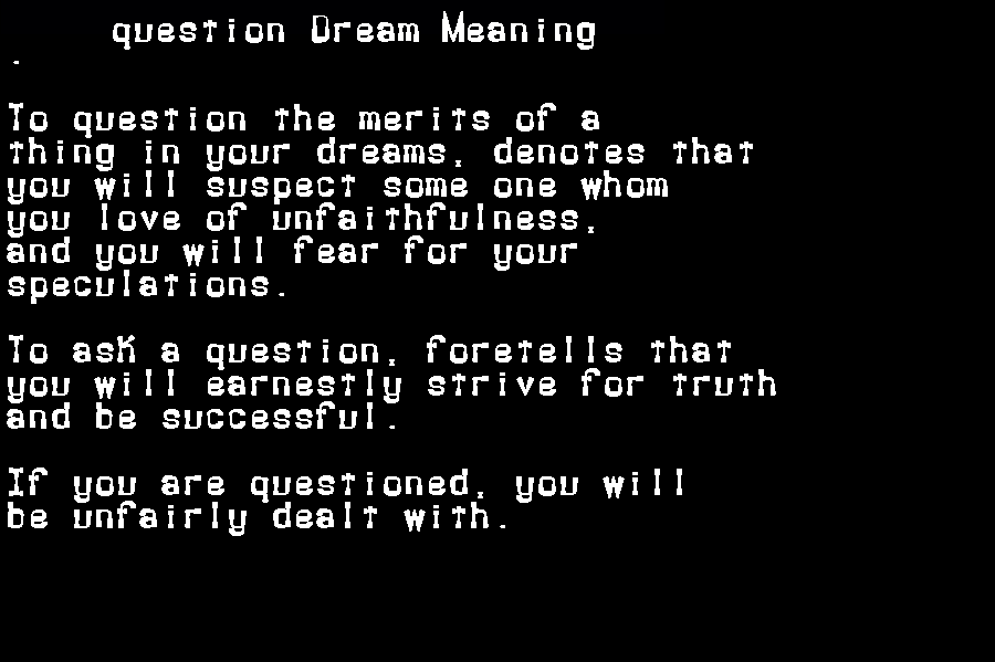  dream meanings question