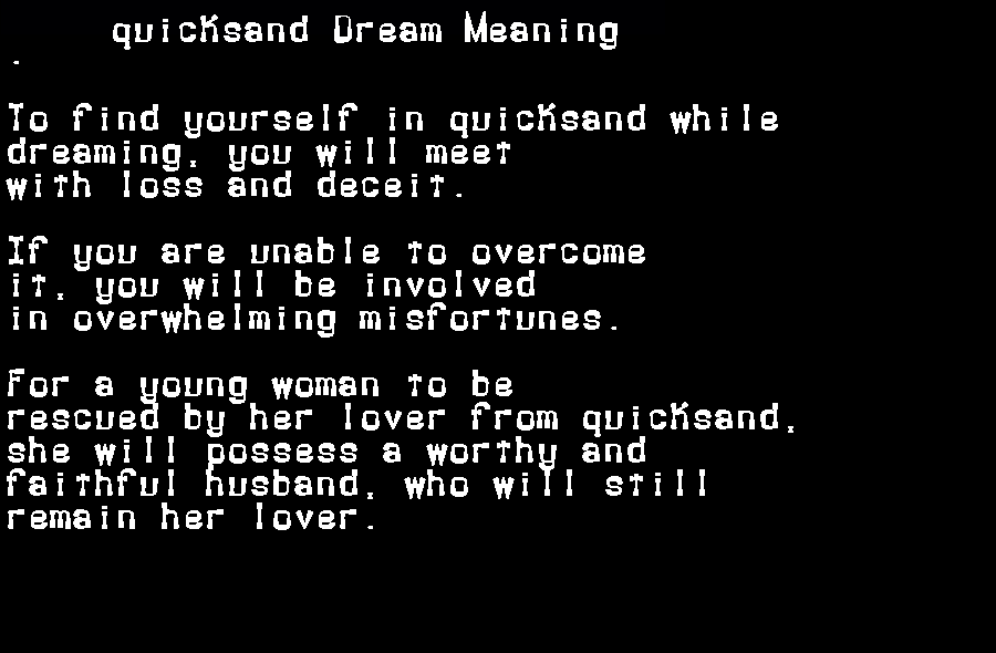  dream meanings quicksand