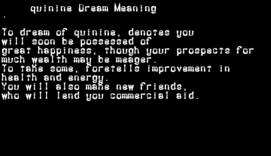  dream meanings quinine