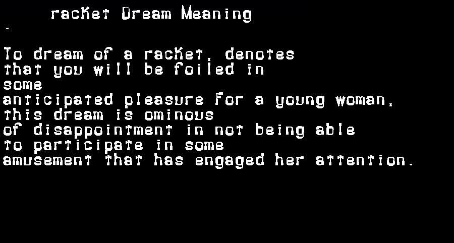  dream meanings racket